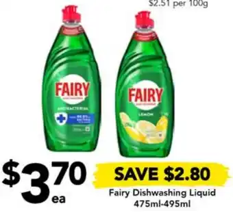 Drakes Fairy Dishwashing Liquid 475ml-495ml offer