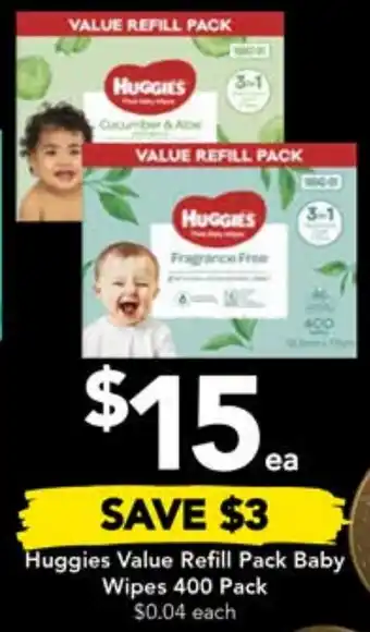 Drakes Huggies Value Refill Pack Baby Wipes 400 Pack offer