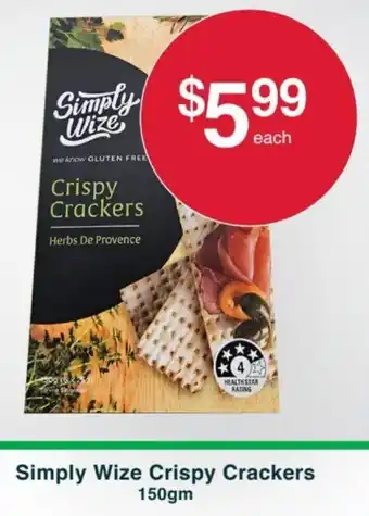 Australian Butchers Store Simply Wize Crispy Crackers 150gm offer