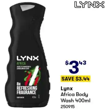 BIG W Lynx Africa Body Wash 400ml offer