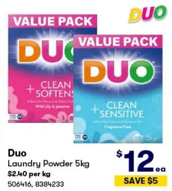 BIG W DUO Laundry Powder 5kg offer