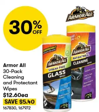 BIG W Armor All 30-Pack Cleaning and Protectant Wipes offer