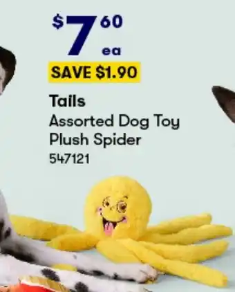 BIG W Tails Assorted Dog Toy Plush Spider offer