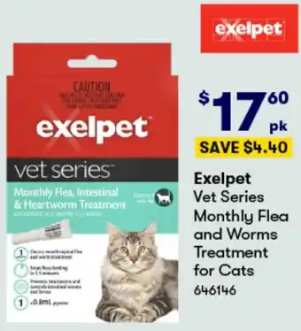 Exelpet Vet Series Monthly Flea and Worms Treatment for Cats