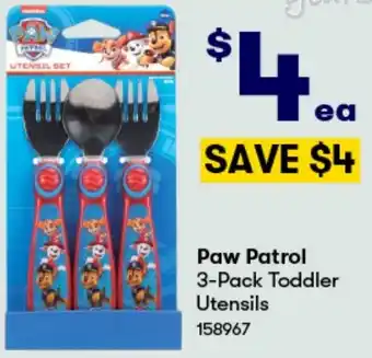 BIG W Paw Patrol 3-Pack Toddler Utensils offer