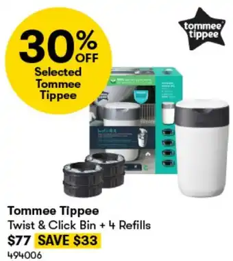 BIG W Tommee Tippee Twist & Click Bin + 4 Refills offer