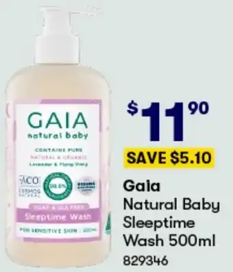 BIG W Gaia Natural Baby Sleeptime Wash 500ml offer