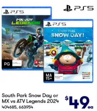 BIG W South Park Snow Day or MX vs ATV Legends 2024 offer