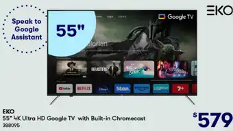 BIG W EKO 55" 4K Ultra HD Google TV with Built-in Chromecast offer