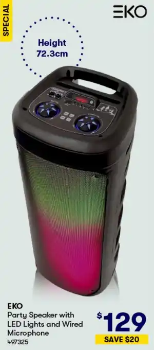 BIG W EKO Party Speaker with LED Lights and Wired Microphone offer