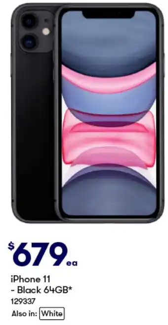 BIG W iPhone 11 - Black 64GB offer