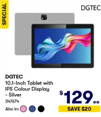 BIG W DGTEC 10.1-Inch Tablet with IPS Colour Display - Silver offer