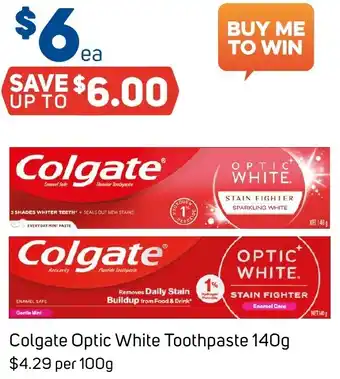 Foodland Colgate Optic White Toothpaste 140g offer