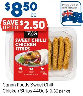 Foodland Canon Foods Sweet Chilli Chicken Strips 440g offer