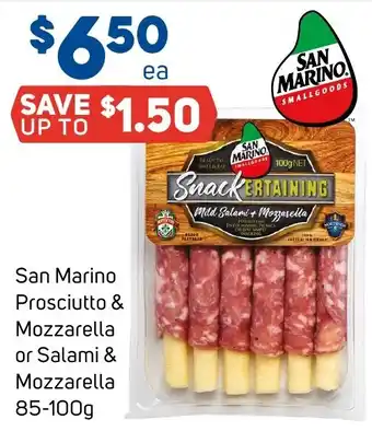 Foodland San Marino Prosciutto & Mozzarella or Salami & Mozzarella 85-100g offer