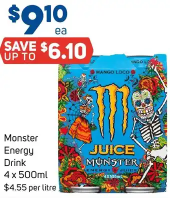 Foodland Monster Energy Drink 4 x 500ml offer