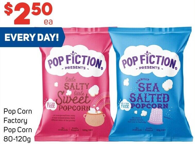 Pop Corn Factory Pop Corn 80120g offer at Foodland