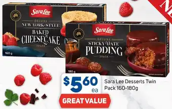 Foodland Sara Lee Desserts Twin Pack 160-180g offer