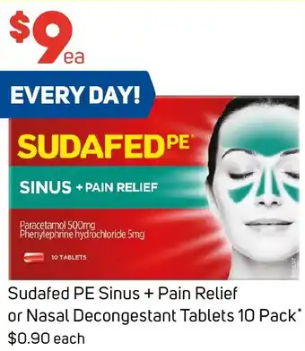 Foodland Sudafed PE Sinus + Pain Relief or Nasal Decongestant Tablets 10 Pack offer