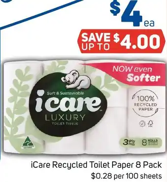 Foodland iCare Recycled Toilet Paper 8 Pack offer