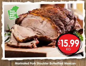 Spudshed Marinated Pork Shoulder Butterflied Mexican per kg offer