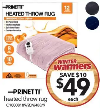 Cheap as Chips PRINETTI heated throw rug offer