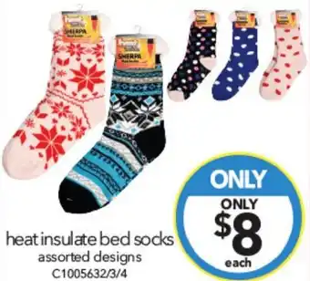 Cheap as Chips heat insulate bed socks assorted designs offer