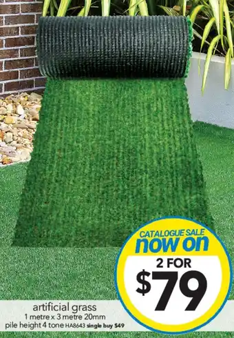 Cheap as Chips artificial grass 1 metre x 3 metre 20mm pile height 4 tone offer