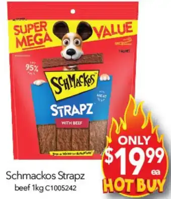 Cheap as Chips Schmackos Strapz beef 1kg offer