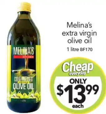 Cheap as Chips Melina's extra virgin olive oil 1 litre offer