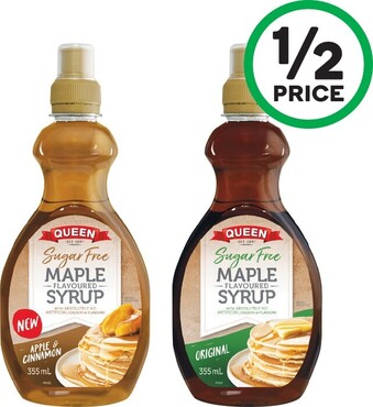 Woolworths Queen Sugar Free Maple Flavoured Syrup 355ml offer
