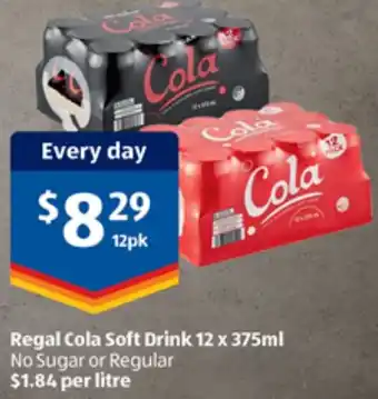 ALDI Regal Cola Soft Drink 12 x 375ml offer