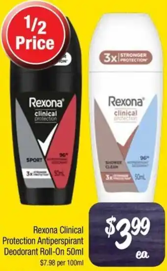 Farmer Jack's Rexona Clinical Protection Antiperspirant Deodorant Roll-On 50ml offer