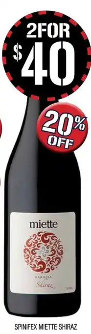 Farmer Jack's SPINIFEX MIETTE SHIRAZ offer