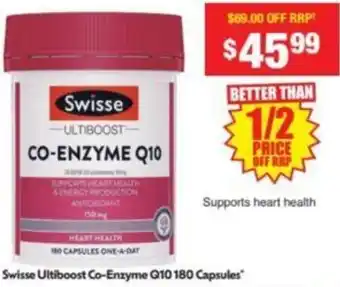 Chemist Warehouse Swisse Ultiboost Co-Enzyme Q10 180 Capsules offer