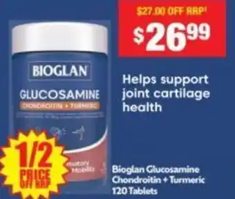 Chemist Warehouse Bioglan Glucosamine Chondroitin+Turmeric 120 Tablets offer