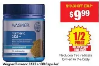 Chemist Warehouse Wagner Turmeric 3333+ 100 Capsules offer