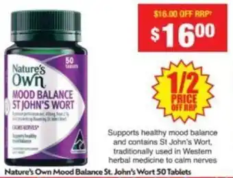 Chemist Warehouse Nature's Own Mood Balance St. John's Wort 50 Tablets offer