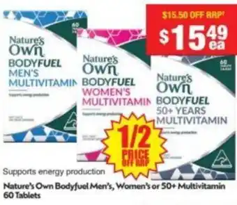 Chemist Warehouse Nature's Own Bodyfuel Men's, Women's or 50+ Multivitamin 60 Tablets offer