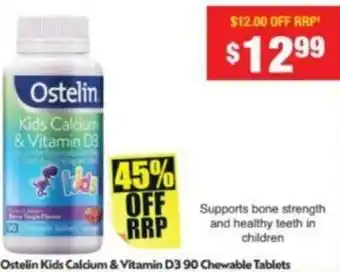 Chemist Warehouse Ostelin Kids Calcium & Vitamin D3 90 Chewable Tablets offer