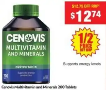 Chemist Warehouse Cenovis Multivitamin and Minerals 200 Tablets offer