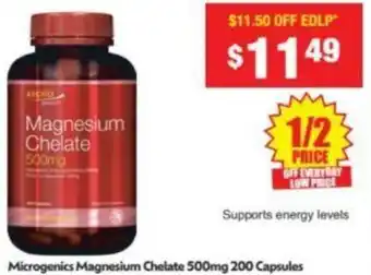 Chemist Warehouse Microgenics Magnesium Chelate 500mg 200 Capsules offer