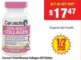 Chemist Warehouse Caruso's Total Beauty Collagen 60 Tablets offer