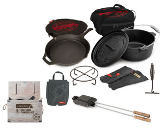 OZtrail Campfire 9pc flinders cast iron set offer