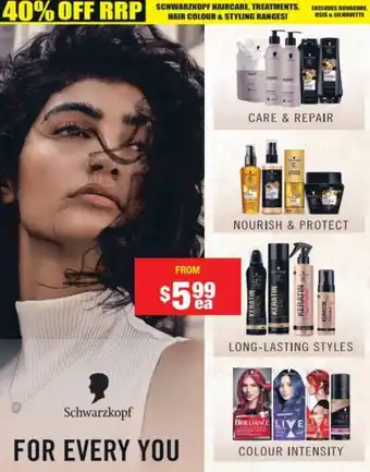 Chemist Warehouse SCHWARZKOPF HAIRCARE, TREATMENTS, EXCLUDES BONACURE HAIR COLOUR & STYLING offer