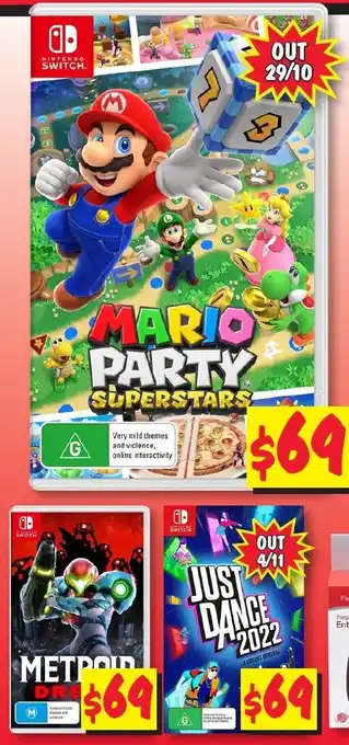 JB Hi-Fi Nintendo Switch Mario Party Superstars/Metroid Dread/Just Dance 2022 offer
