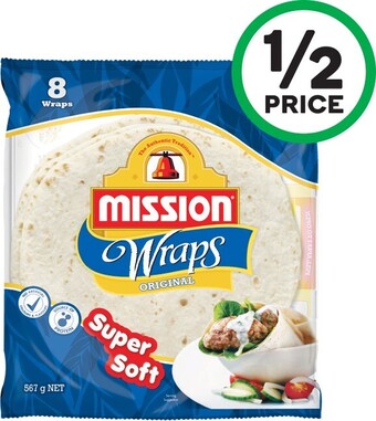 Woolworths Mission Wraps Varieties 425­-567g Pk 6­-8 offer