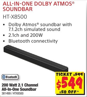 JB Hi-Fi 200 Watt 2.1 Channel All-in-One Dolby Atmos Soundbar offer