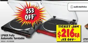 JB Hi-Fi Audio-Technica LP60X Fully Automatic Turntable offer