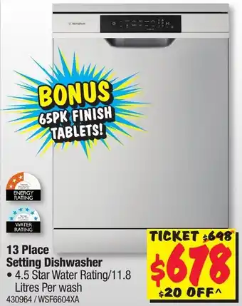 JB Hi-Fi Westinghouse 13 Place Setting Dishwasher offer
